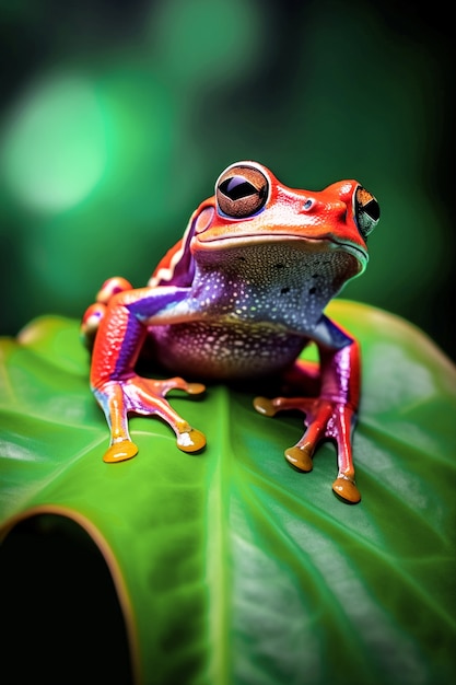 View of brightly colored frog in nature