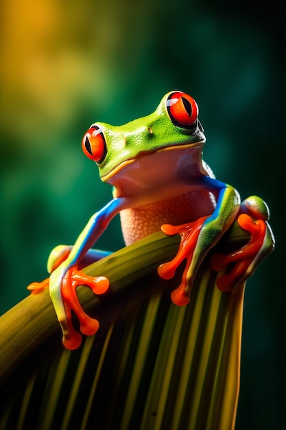 View of brightly colored frog in nature