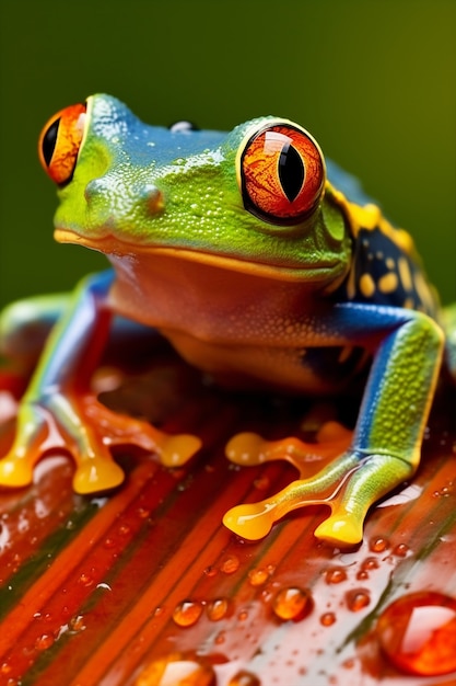 View of brightly colored frog in nature