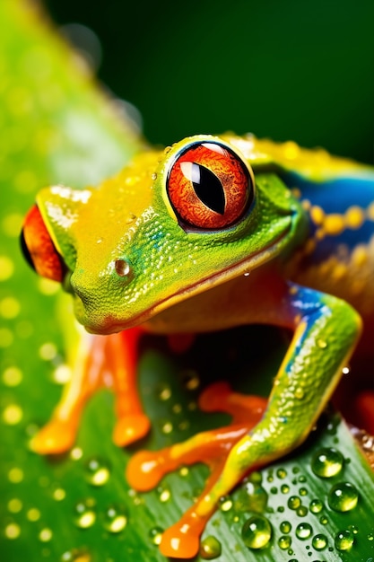 View of brightly colored frog in nature