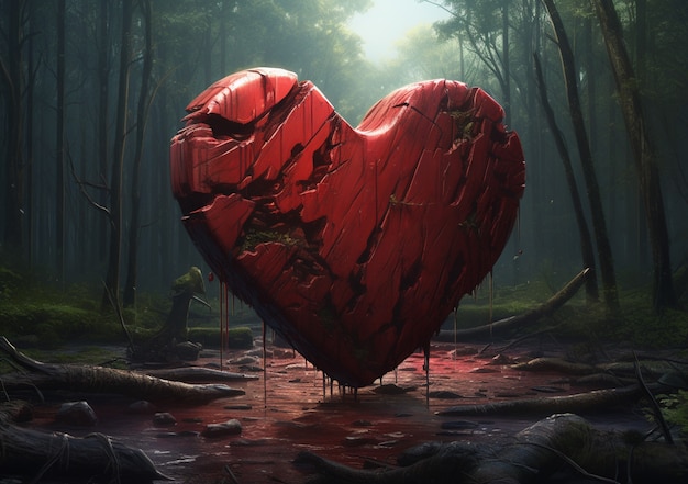 Free photo view of broken heart with nature background