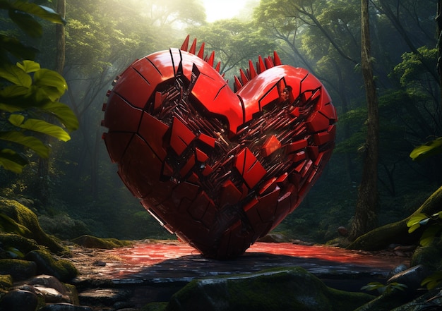 Free photo view of broken heart with nature background