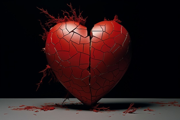 Free Photo view of broken red heart