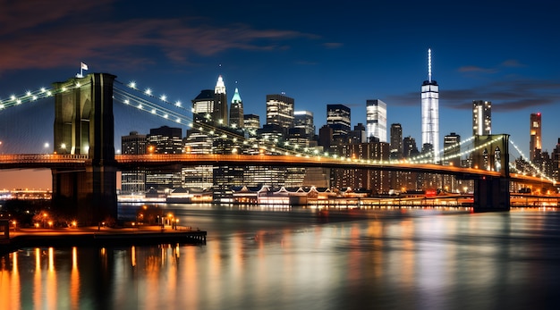 Free photo view of brooklyn bridge in new yew city