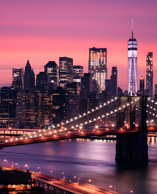 Free photo view of brooklyn bridge in new yew city