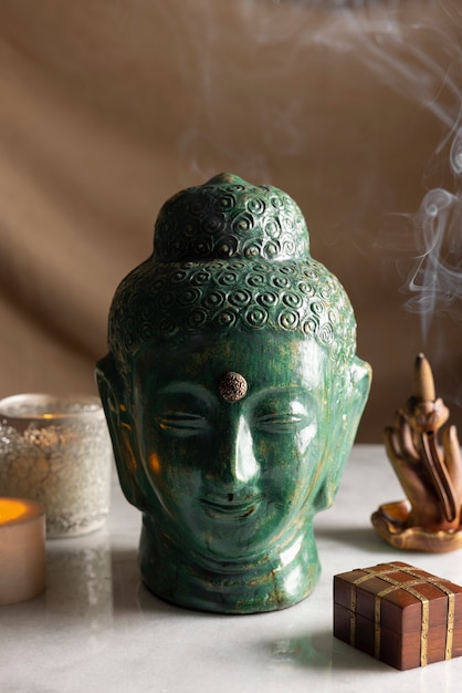 Free photo view of buddha statuette for tranquility and meditation