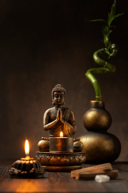 Free photo view of buddha statuette