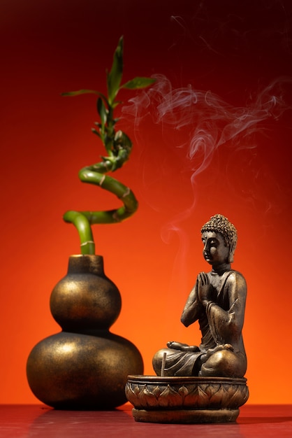 Free photo view of buddha statuette