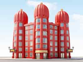 Free photo view of building with cartoon style architecture