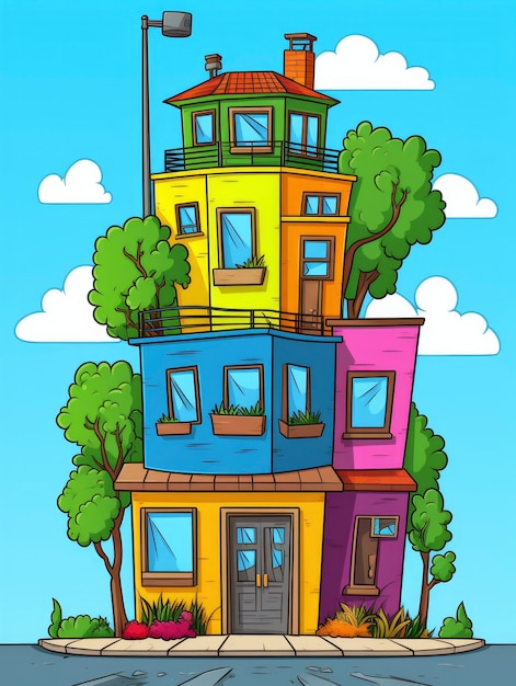 Free Photo view of building with cartoon style architecture