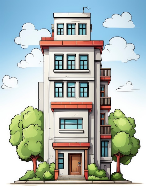 Free photo view of building with cartoon style architecture