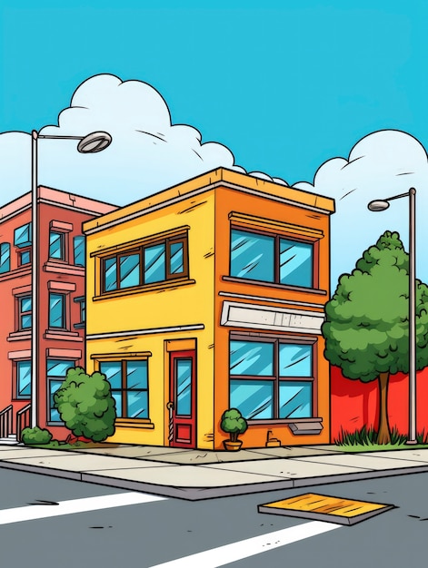 Free photo view of building with cartoon style architecture