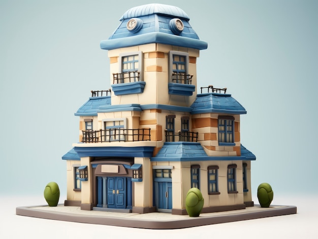 Free photo view of building with cartoon style architecture