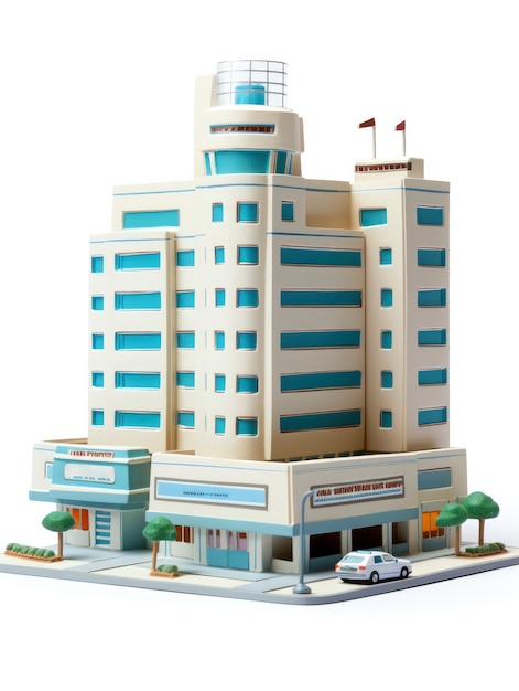 View of building with cartoon style architecture