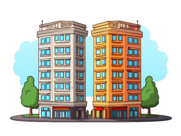 Free photo view of building with cartoon style architecture