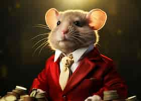 Free photo view of businessman rat