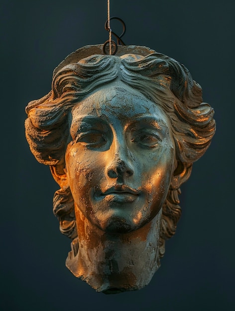 View of bust figure from ancient greece