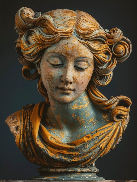 Free photo view of bust figure from ancient greece