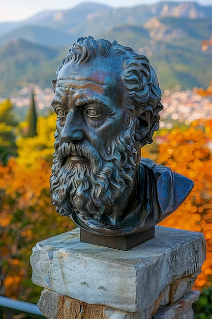 Free photo view of bust figure from ancient greece