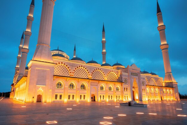 View of the Camlica Mosque in Istanbul at evening Turkey