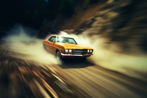 Free Photo view of car running at high speed