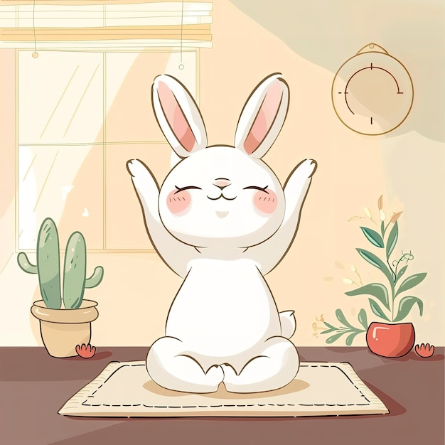 Free Photo view of cartoon animal practicing yoga