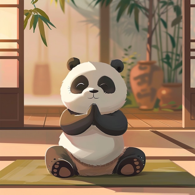 Free Photo view of cartoon animal practicing yoga