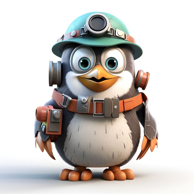 Free photo view of cartoon animated 3d penguin aviator