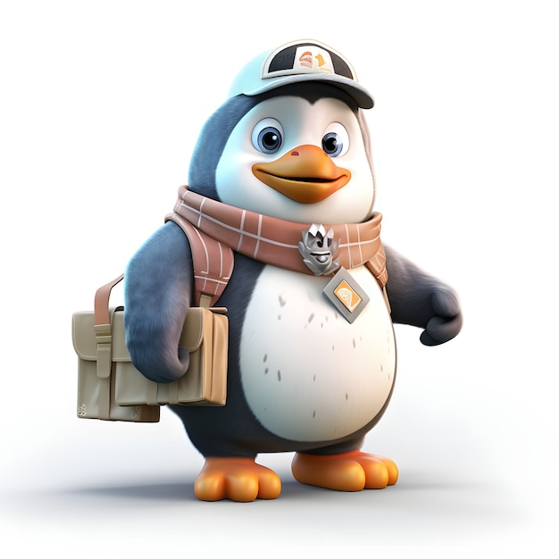 Free photo view of cartoon animated 3d penguin