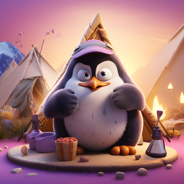 Free Photo view of cartoon animated 3d penguin