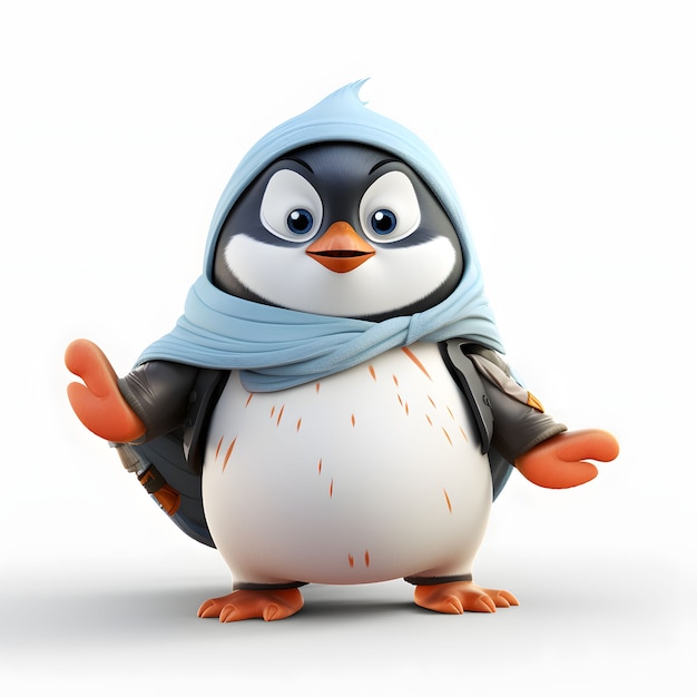 Free photo view of cartoon animated 3d penguin