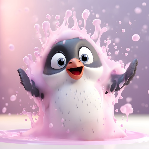 Free Photo view of cartoon animated 3d penguin