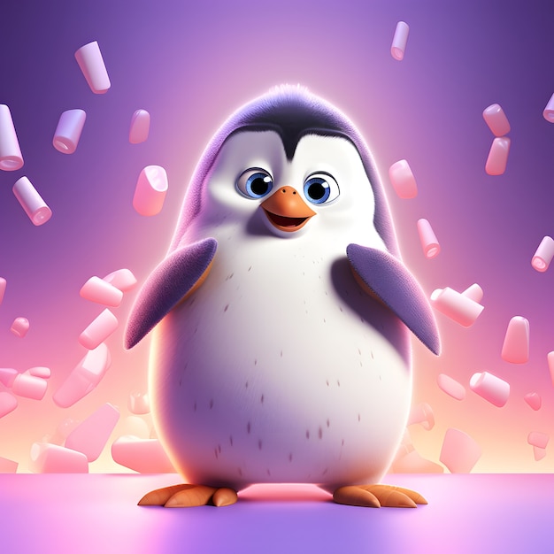 Free Photo view of cartoon animated 3d penguin