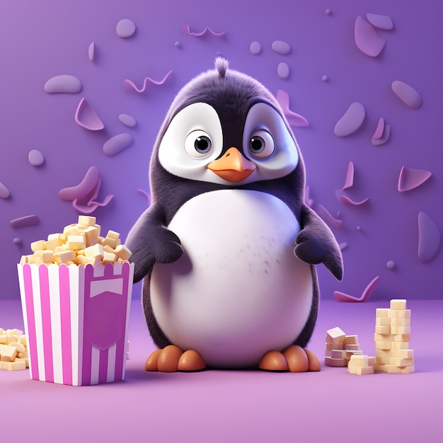 Free photo view of cartoon animated 3d penguin