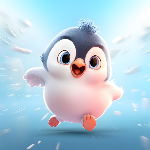 Free photo view of cartoon animated 3d penguin