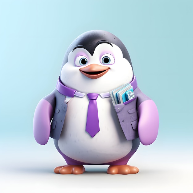 Free photo view of cartoon animated 3d penguin