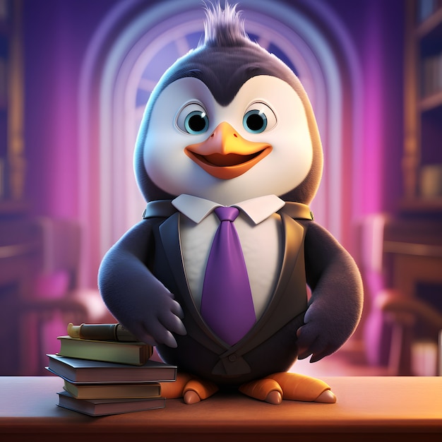 Free photo view of cartoon animated 3d penguin