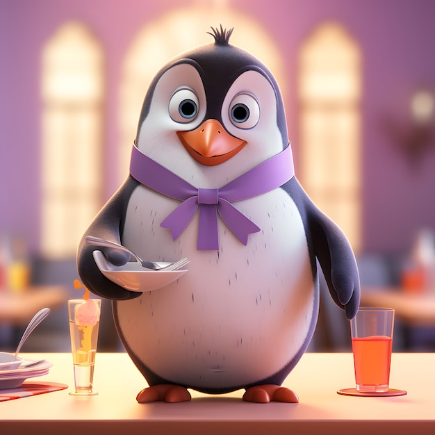 Free photo view of cartoon animated 3d penguin