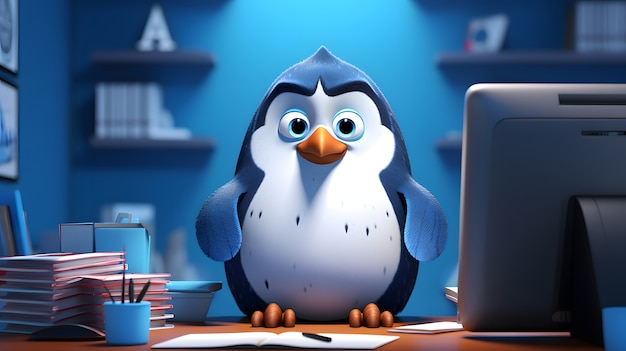 Free Photo view of cartoon animated 3d penguin