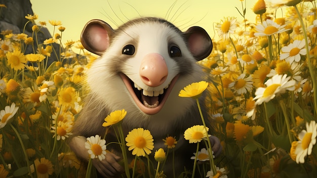 View of cartoon possum character