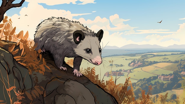 Free photo view of cartoon possum character