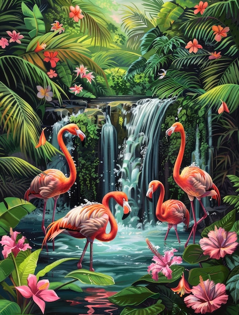 Free Photo view of cartoon tropical flamingo