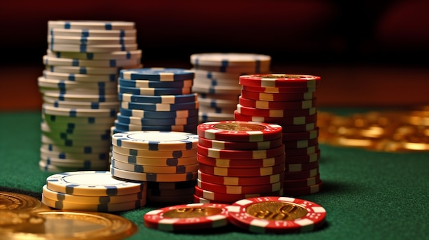 View of casino gambling chips