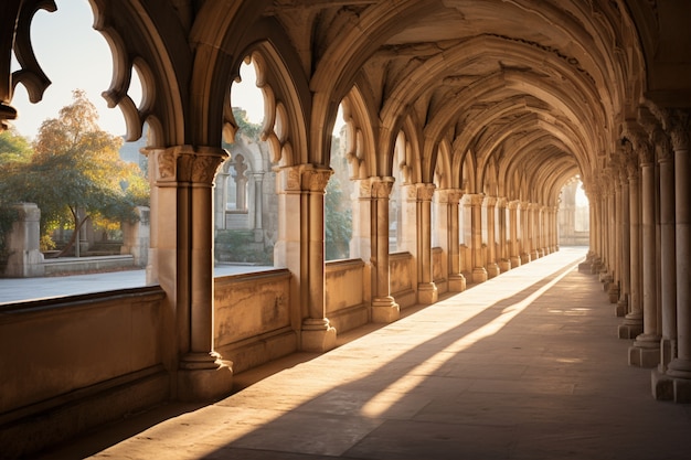 Free Photo view of castle indoor with structural arches