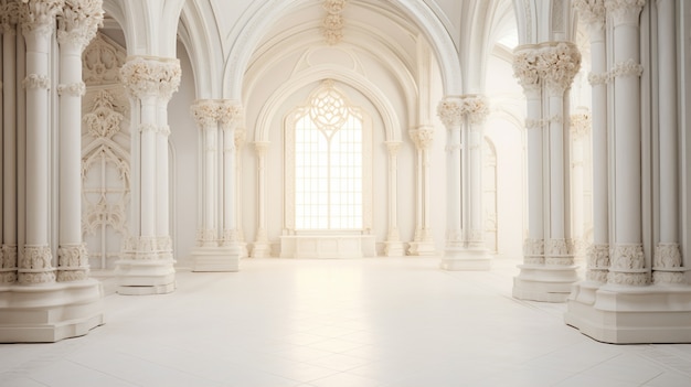 View of castle interior with arches