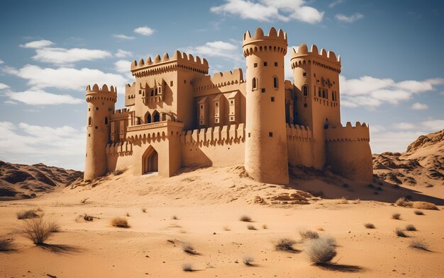 View of castle surrounded by nature landscape