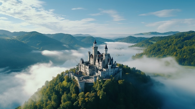 Free Photo view of castle with nature landscape