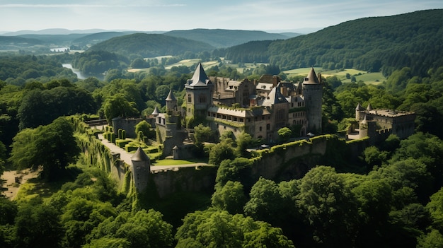 Free Photo view of castle with nature landscape