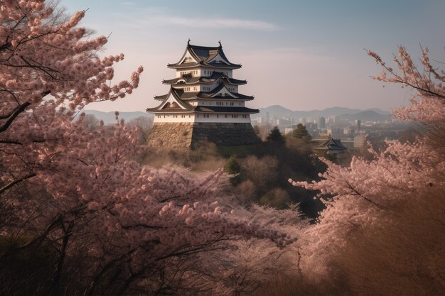 View of castle with nature landscape