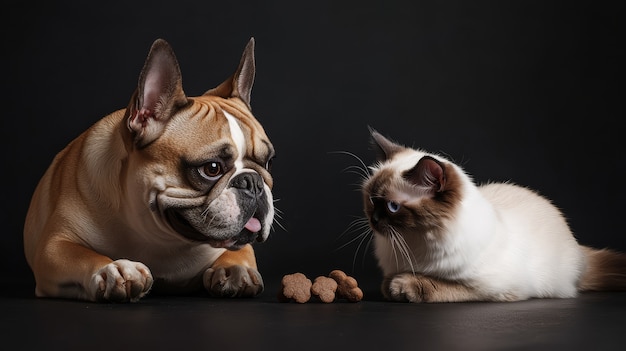 Free photo view of cats and dogs being friends